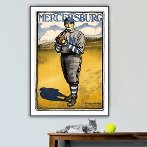 Pôster esportivo vintage de Mercersburg - papel de pôster ou impressão em tela / ideia de presente / decoração de parede