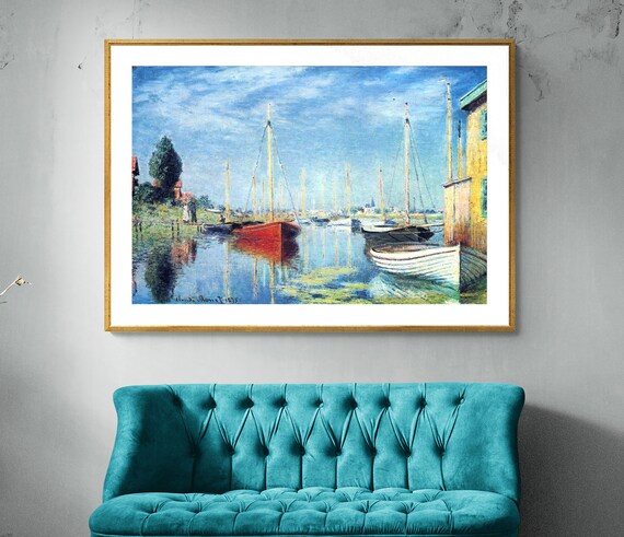 クロード・モネ「アルジャントゥイユのヨット」の版画：印象派の海景