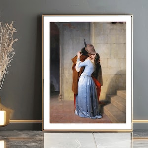 The Kiss Fine Art Print by Francesco Hayez, Romanticism Painting image 3