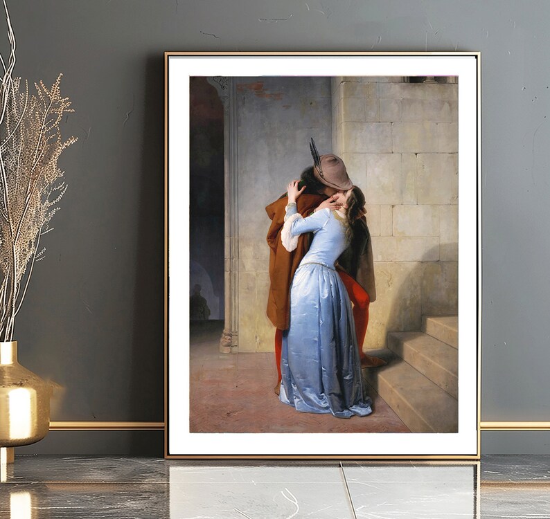 The Kiss Fine Art Print by Francesco Hayez, Romanticism Painting image 3