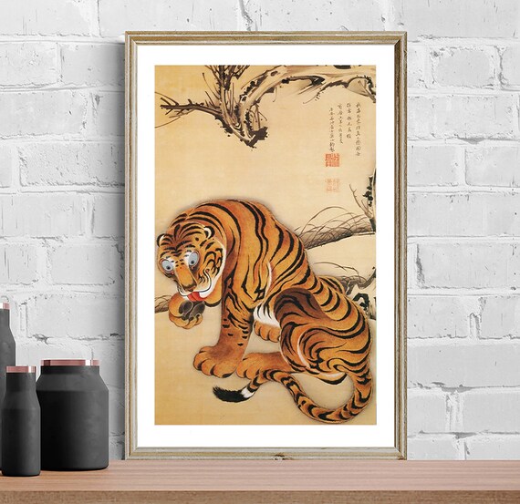 Tiger, Tora-zu by Jakuchu Ito Fine Art Print - Japanese Art