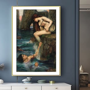 The Siren by John William Waterhouse Fine Art Print - Mythological Poster / Gift Idea / Wall Arty