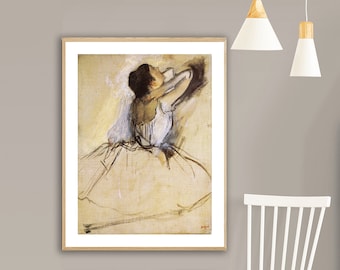 Lámina artística de Degas: pintura figurativa, decoración de pared con bailarinas.