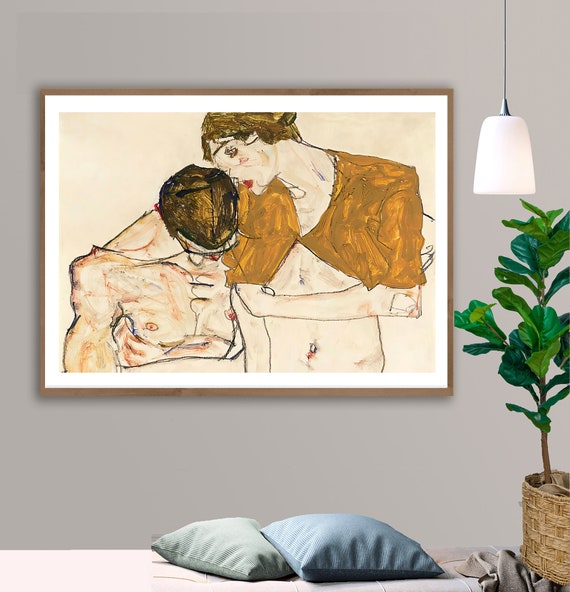 Lovers (detail) by Egon Schiele Fine Art Print - Figurative Lovers (detail) by Egon Schiele Fine Art Print - Figurative