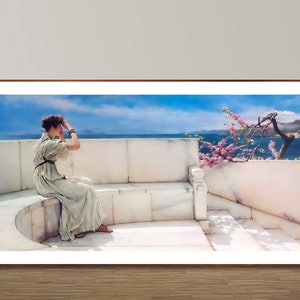 Oczekiwania autorstwa Sir Lawrence Alma Tadema Fine Art Print - Plakat na papierze lub wydruk na płótnie / Pomysł na prezent / Dekoracja ścienna