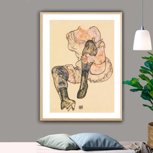 Donna seduta con gamba sinistra piegata (Torso) di Egon Schiele Fine Art Print - Poster su carta o tela stampata / Idea regalo