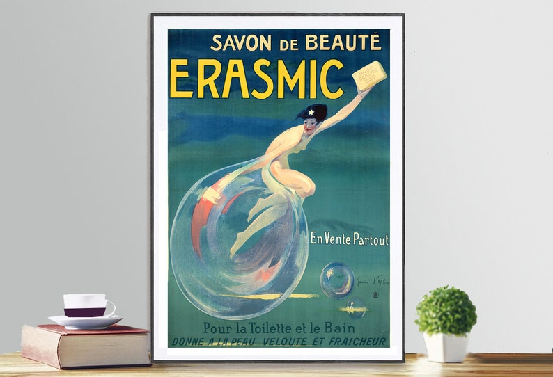 Savon de Beaute Erasmic Vintage Poster by Jean d'Ylen Fine Art Print Poster Paper or Canvas Print / Gift Idea / Wall Decor image 2