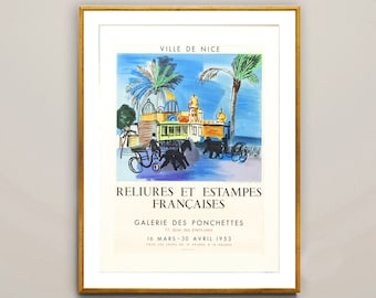 Ville de Nice Reliures et Estampes Françaises Exhibition Poster by Raoul Dufy Fine Art Print - Music Print, Music Lovers, Wall Decor