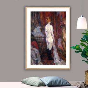 Donna davanti a uno specchio di Henri de Toulouse Lautrec Fine Art Print - Carta per poster o stampa su tela / Idea regalo / Decorazione murale