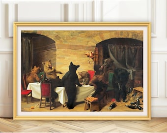 Bear Carousal Fine Art Print: William Holbrook Beard Vintage Satirical Poster