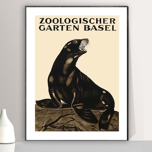 Zoologischer Garten Basel Vintage Poster by Urs Eggenschwyler - Poster Paper or Canvas Print / Gift Idea