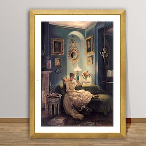 An Evening at Home by Sir Edward John Poynter Fine Art Print - Interior Art Print, Figurative Art, Living Room Wall Decor, Gift for Home