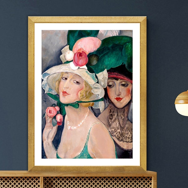 Gerda Wegener Art Print: Two Women with Hats, Vintage Portrait