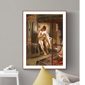 La pulce, vestirsi per l'estate di Anders Zorn Fine Art Print - Carta per poster o stampa su tela / Idea regalo / Decorazione da parete