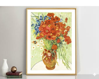 Van Gogh Poppies and Daisies Print: Fine Art Still Life