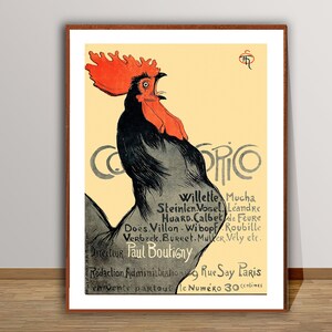 Cocorico by Theophile Steinlen, Fine Art Print, Vintage Poster, Retro Wall Art, Figurative Décor, Animal Lover Gift, Illustration Print