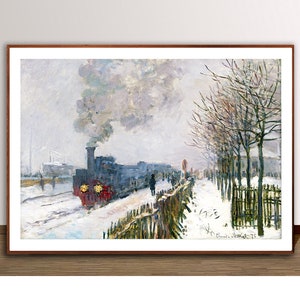 Train in the Snow by Claude Monet Fine Art Print - Poster Paper or Canvas Print /  Wall Decor