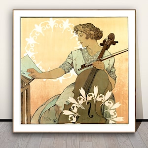 Zdenka Cerny, the Greatest Bohemian Violoncellist by Alphonse Mucha Fine Art Print - Mucha Musician Painting / Gift Idea / Wall Decor