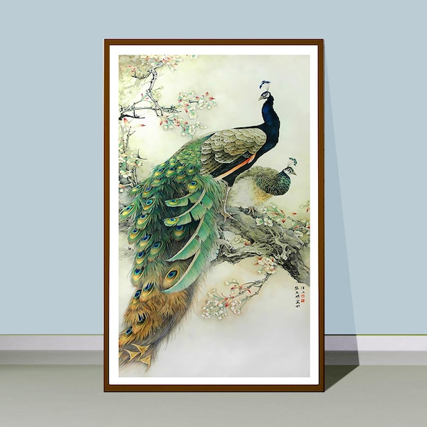 Peacocks and Peonies Fine Art Print by Maruyama Okyo