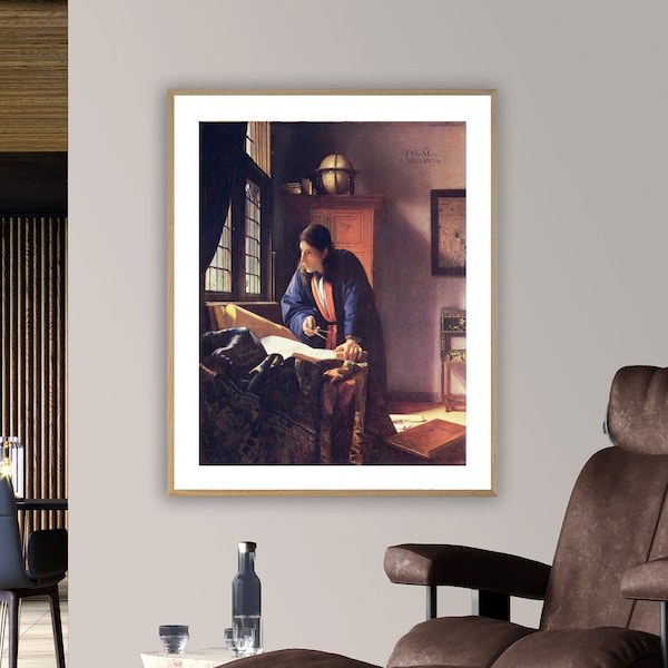The Geographer by Johannes Vermeer Fine Art Print - Poster Paper or Canvas Print / Gift Idea / Wall Decor
