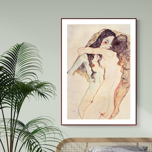 Due donne che si abbracciano (Zwei Sich Umarmende Frauen) di Egon Schiele - Poster su carta o stampa su tela / Idea regalo / Decorazione da parete