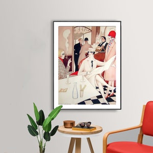 Au Café by Gerda Wegener, Fine Art Print, Art Nouveau Poster, French Woman Art, Illustration Painting, Vintage Wall Décor, Retro Wall Art