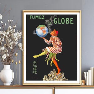 Fumez le Globe Vintage Poster by Leonetto Cappiello - Cigarette Print / Gift for Tobacco Shop / Tobacco Shop Wall Decor
