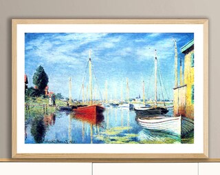 1art1 Claude Monet – Barche Rosse, Argenteuil, 1875 – Stampa Su Tela In Cornice 80x60 Cm Con Passepartout
