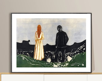 Two Human Beings, The Lonely Ones by Edvard Munch Fine Art Print - Poster Paper and Canvas Print / Gift Idea / Wall Decor