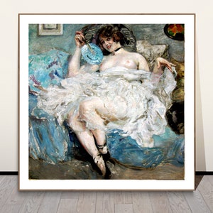 Donna con ventaglio di Tancrede Synave Fine Art Poster - Carta per poster, Stampa su tela / Idea regalo