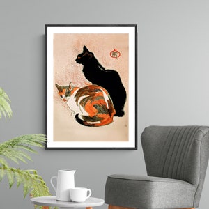 Poster vintage di due gatti di Theophile Steinlen Fine Art Print - Poster su carta o tela stampata / Idea regalo / Wall Art