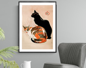 Two Cats Vintage Art Print by Theophile Steinlen - Poster or Canvas