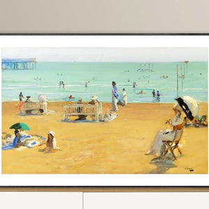 Bathing Hour, Lido, Venice by Sir John Lavery, Fine Art Print, Seashore Artwork, Beach Poster, Coastal Décor, Summer Poster, Seaside Print