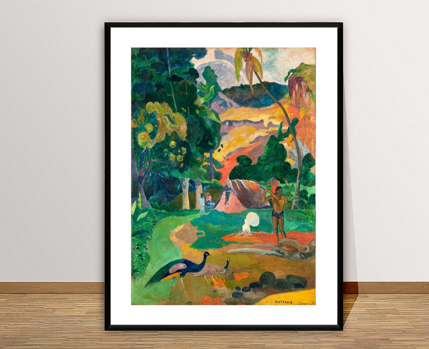 ゴーギャン、【マタモエ：孔雀のいる風景】、希少な画集画、新品高級額 額装付 アート鑑賞】 ポール・ゴーギャン 《マタモエ、孔雀のいる風景