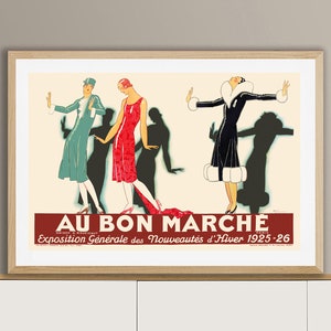 Fashion Illustration, Au Bon Marché by Rene Vincent, Vintage Poster, Fashion Wall Art, Retro Exposition Art, Decorative Artwork,
