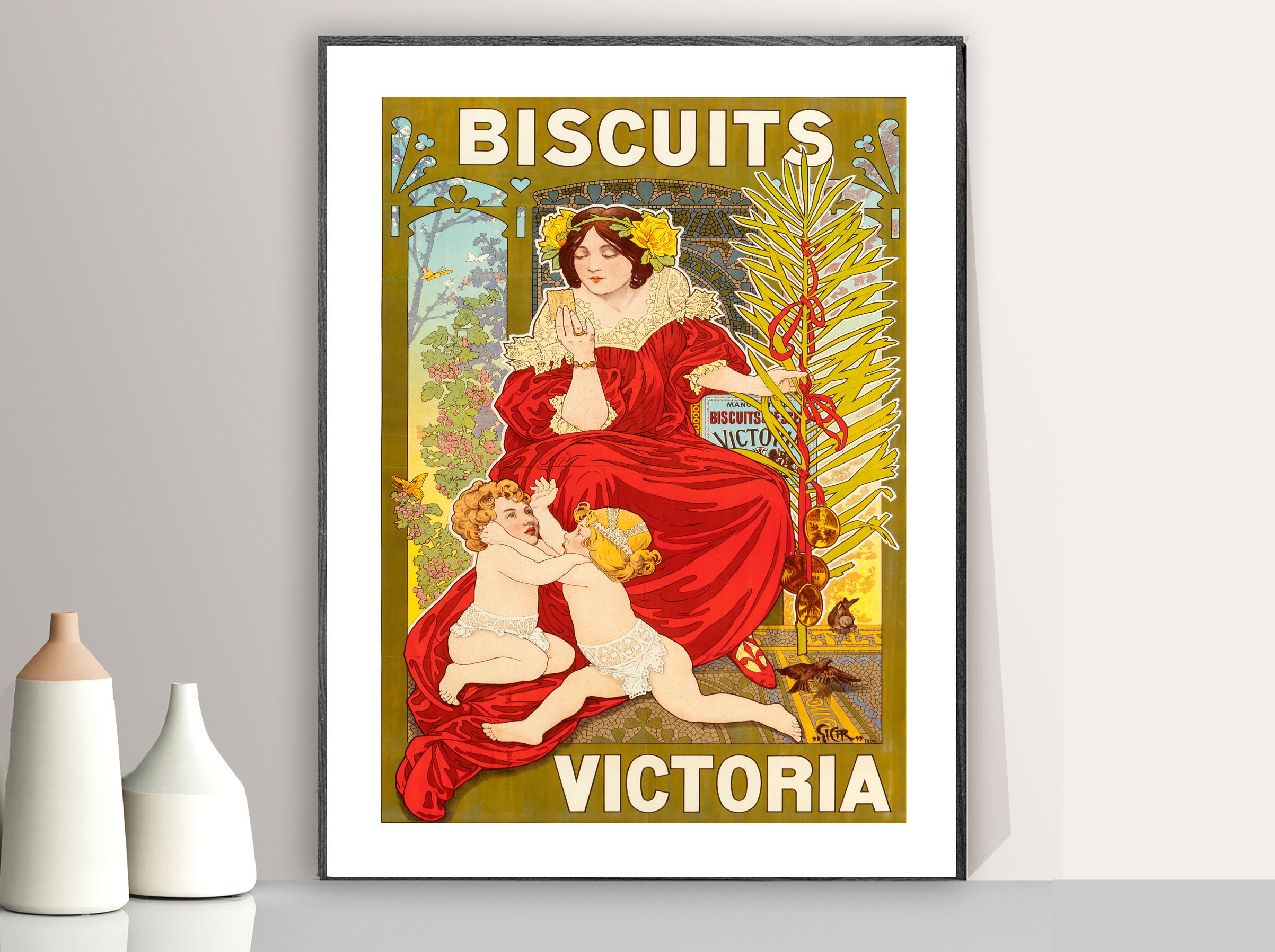 Biscuits Victoria, 1900 by Cigar, Vintage Print, Food&Drink Poster, Retro Wall Art, Kitchen Decor, Biscuit Advert