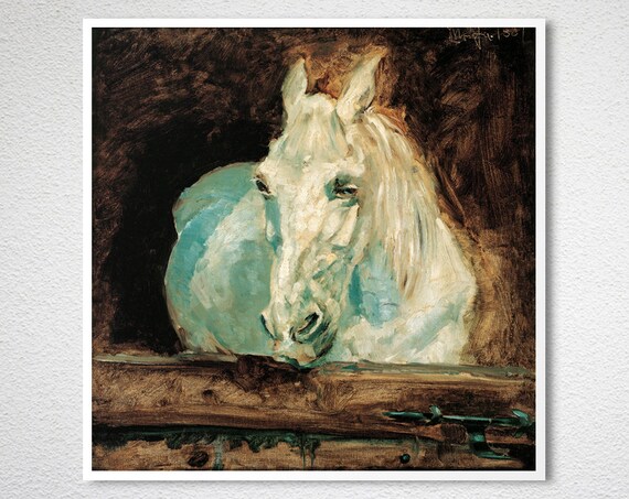 ロートレック「白い馬」ファインアートプリント：馬の絵画の壁飾り