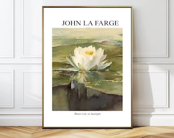 Water Lily in Sunlight by John La Farge Art Print; Watercolor Flower Poster