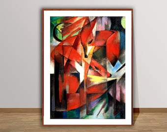 Franz Marc Foxes Print: Expressionistisk konst, färgglad djurdekor