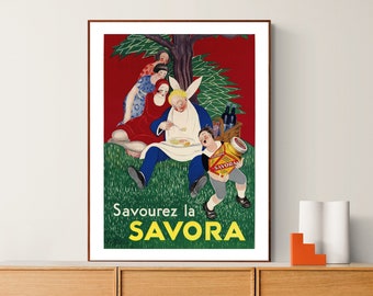 Savourez la Savora Vintage Food&Drink Poster by Leonetto Cappiolle - Poster Paper or Canvas Print / Gift Idea / Christmas Gift