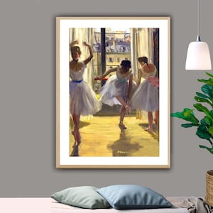 Three Dancers in an Exercise Hall by Edgar Degas Fine Art Print - Poster Paper or Canvas Print