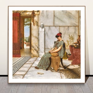 L'anello di fidanzamento di John William Godward Fine Art Print - Carta per poster o stampa su tela / Idea regalo / Decorazione da parete