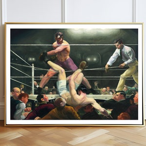 Dempsey and Firpo by George Bellows, Fine Art Print, Fighting Poster, Boxing Wall Art, Wrestling Wall Décor, Figurative Painting