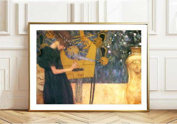 Gustav Klimt Music Art Nouveau Print: Golden Lyre Player - Etsy