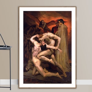 Dante and Virgil in Hell by William-Adolphe Bouguereau Fine Art Print -  Poster Paper or Canvas Print / Gift Idea / Wall Decor