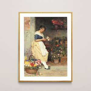 The Fairest Rose by Eugen von Blaas Fine Art Print - Poster Paper or Canvas Print / Gift Idea / Wall Decor