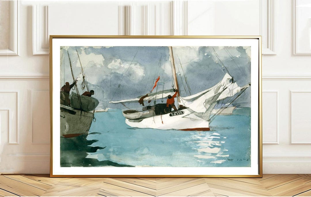 Tableau Toile Winslow Homer – Fishing Boats, Key West – Art Côtier – Encadré Prêt à Poser