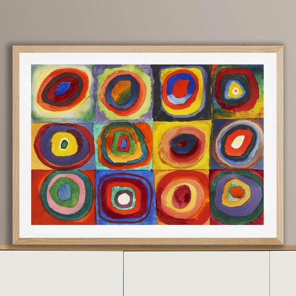 Farbstudie Quadrate par Wassily Kandinsky, Fine Art Print, Oeuvre moderne, Affiche expressionniste, Décoration murale abstraite, Art mural coloré