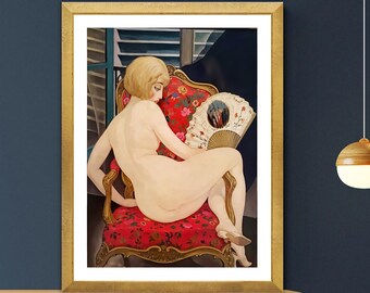 Lili Hot Summer Gerda Wegener art-decoprint, vrouwelijk naakt