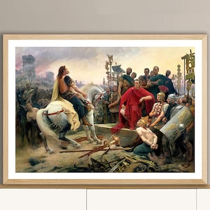 Vercingetorix Throws Down his Arms at the Feet of Julius Caesar by Lionel Noel Royer Art Print - Poster Paper or Canvas Print